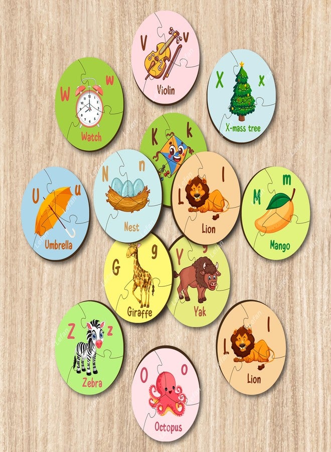 Lefan Round Alphabet Jigsaw Puzzle for Kids Educational ABC Learning Toy 26 Piece Circular Puzzle Preschool Montessori Game Colorful Wooden Letters Toddlers Age 2 3 4 5 Years - Image 2